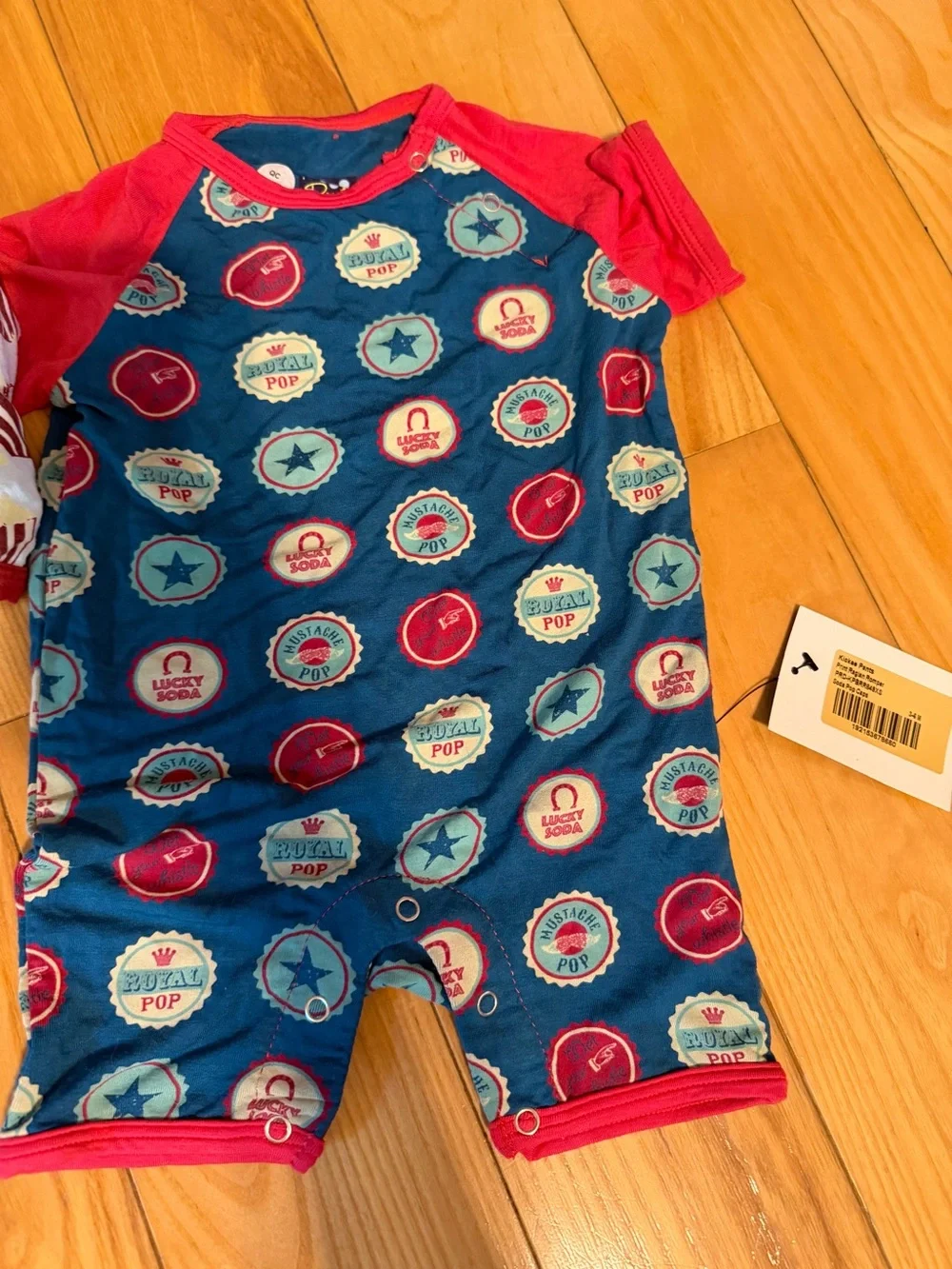 Kickee Pants Mixed Print Footed Sleepers in Blue, Green & Red